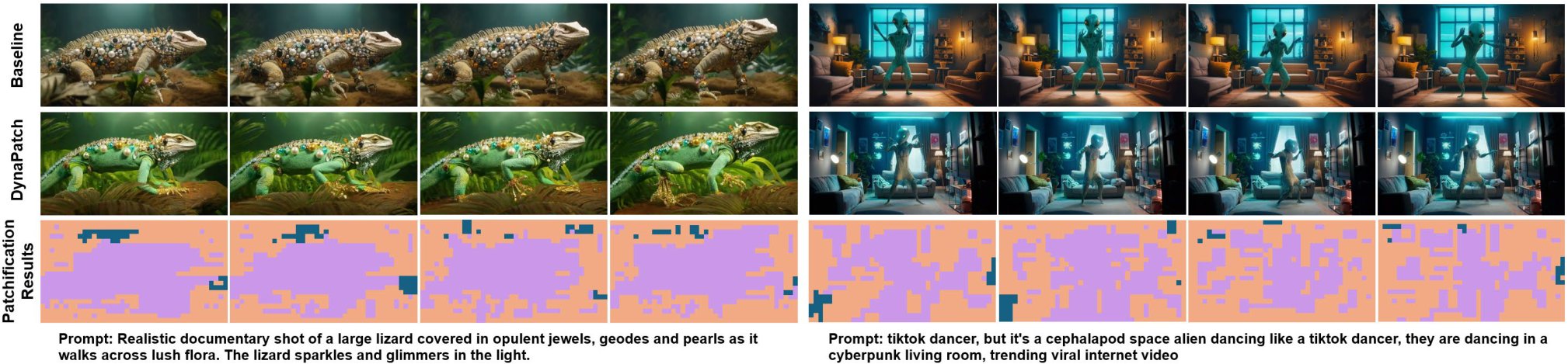 DynaPatch generated videos with content-aware patch allocation